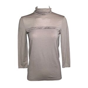 Wolford Women’s Small Taupe Gray/Brown Turtleneck Wool Blend 3/4 Sleeve Top